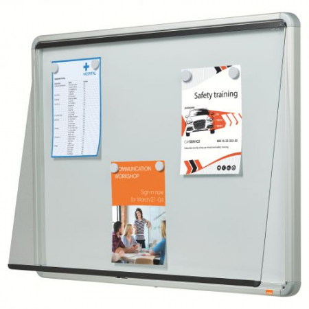 Avizier NOBO Premium Plus, exterior, otel emailat, 12x A4, usa, magnetic, alb [1]