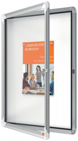 Comunicare si prezentare - Avizier NOBO Premium Plus, exterior, otel emailat, 4x A4, cu usa si cheie, magnetic