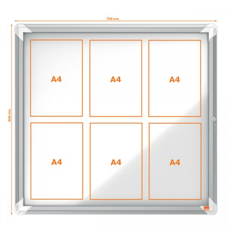 Avizier NOBO Premium Plus, exterior, otel emailat, 6x A4, cu usa si cheie, magnetic [2]