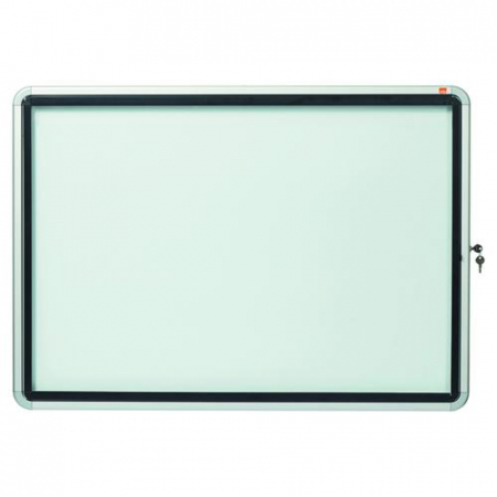 Avizier NOBO Premium Plus, exterior, otel emailat, 8x A4, usa, magnetic, alb [3]
