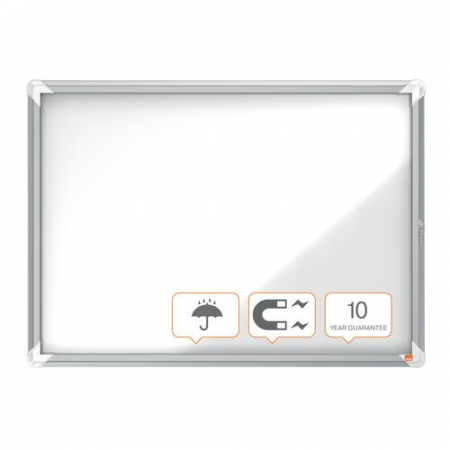 Avizier NOBO Premium Plus, exterior, otel emailat, 8x A4, usa, magnetic, alb [4]