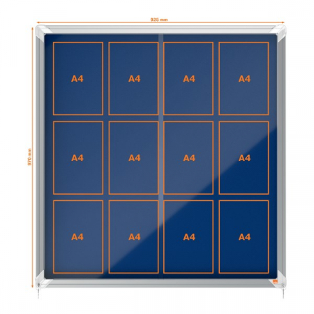 Avizier NOBO Premium Plus, interior, material textil, 12x A4, geam glisant si cheie [2]