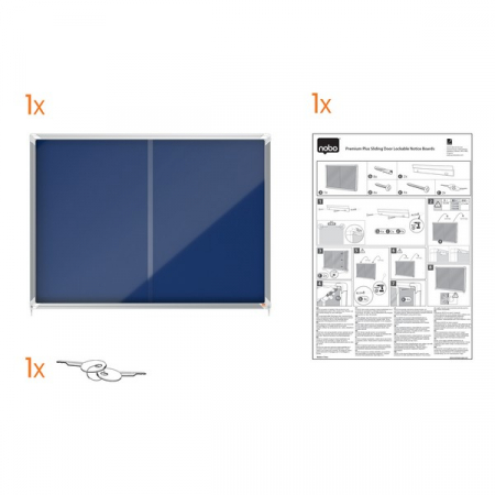 Avizier NOBO Premium Plus, interior, material textil, 12x A4, geam glisant si cheie [4]