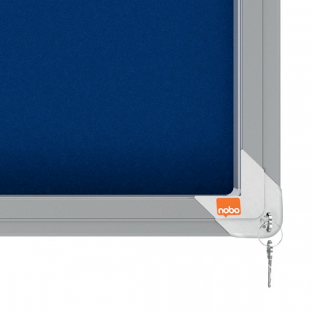 Avizier NOBO Premium Plus, interior, material textil, 12x A4, geam glisant si cheie [1]