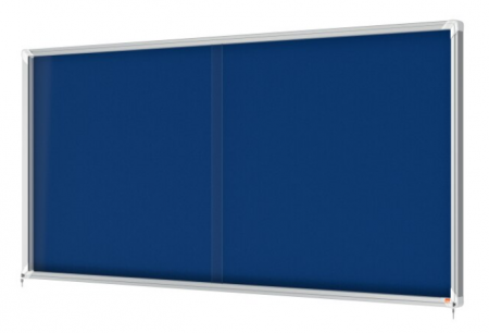 Avizier NOBO Premium Plus, interior, textil, 27x A4, geam glisant, albastru [0]