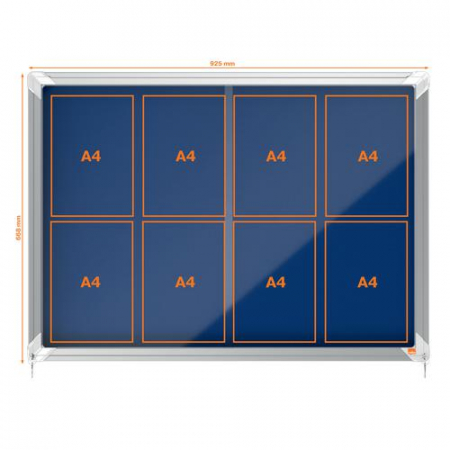 Avizier NOBO Premium Plus, interior, textil, 8x A4, geam glisant, albastru [3]