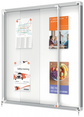 Comunicare si prezentare - Avizier NOBO Premium Plus, interior, otel emailat, 12x A4, geam glisant si cheie, magnetic