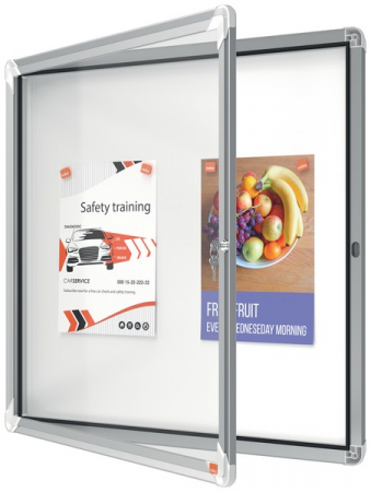 Comunicare si prezentare - Avizier NOBO Premium Plus, interior, otel emailat, 6x A4, cu usa si cheie, magnetic