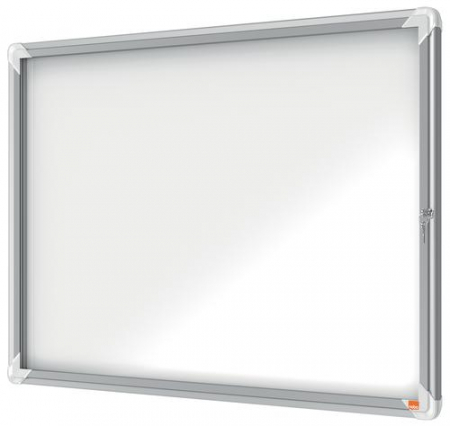 Sisteme de afisare - Avizier NOBO Premium Plus, interior, otel emailat, 8x A4, usa cu cheie, alb