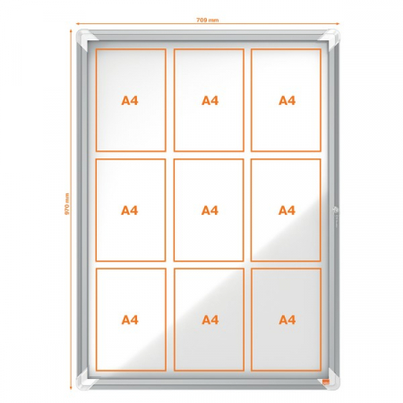 Comunicare si prezentare - Avizier NOBO Premium Plus, interior, otel emailat, 9x A4, cu usa si cheie, magnetic