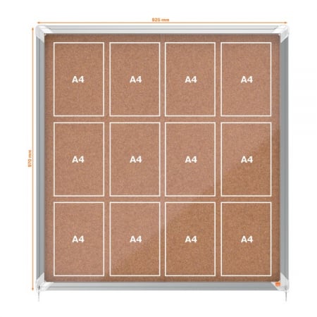 Avizier NOBO Premium Plus, interior, pluta, 12X A4, geam glisant si cheie [2]