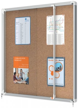 Comunicare si prezentare - Avizier NOBO Premium Plus, interior, pluta, 12X A4, geam glisant si cheie