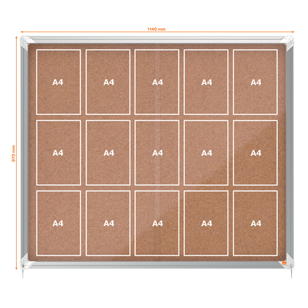 Avizier NOBO Premium Plus, interior, pluta, 15X A4, geam glisant si cheie, natur [2]