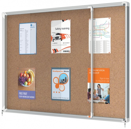 Comunicare si prezentare - Avizier NOBO Premium Plus, interior, pluta, 18X A4, geam glisant si cheie