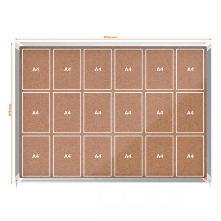Avizier NOBO Premium Plus, interior, pluta, 18X A4, geam glisant si cheie [2]