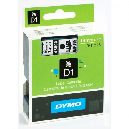 Birotica si papetarie - Banda etichete Dymo 19mm x 7m negru/alb