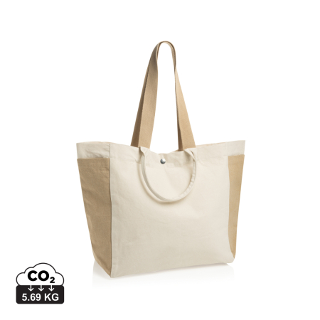 Rucsacuri si articole de calatorie - Geanta shopper BEAU AWARE™ din panza reciclata 400 g/m², manere multiple si buzunare laterale