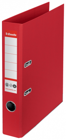 Bibliorafturi, caiete mecanice, separatoare - Biblioraft Esselte No.1 Power Recycled, carton, 100% reciclat, reciclabil, certificare FSC, A4, 50 mm, rosu