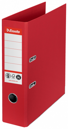 Biblioraft Esselte No.1 Power Recycled, carton, 100% reciclat, reciclabil, certificare FSC, A4, 75 mm, rosu [0]