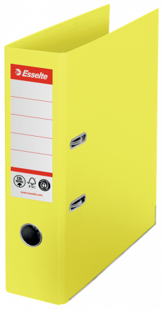 Bibliorafturi, caiete mecanice, separatoare - Biblioraft Esselte No.1 Power Recycled, carton, 100% reciclat, reciclabil, certificare FSC, A4, 75 mm, galben