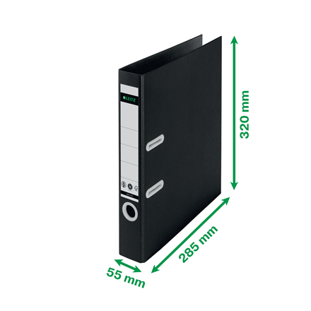 Biblioraft Leitz 180° Recycle, carton, partial reciclat, certificare FSC, reciclabil, A4, 50 mm, negru [1]