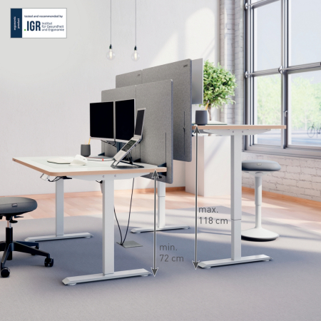 Birou ergonomic electric LEITZ Ergo 140x80 cm reglabil pe inaltime alb [5]