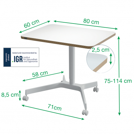 Birou Ergonomic Leitz Ergo – Pneumatic, Ajustabil pe Inaltime, Alb [1]