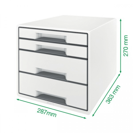 Cabinet cu 4 sertare Leitz WOW cu tavita organizare, alb-albastru [6]