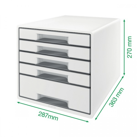Cabinet cu 5 sertare Leitz WOW cu tavita organizare, alb-albastru [5]