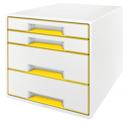 Cabinet cu 4 sertare Leitz WOW cu tavita organizare, alb-galben [5]