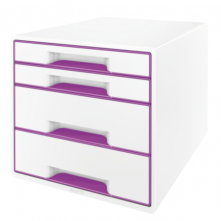 Cabinet cu 4 sertare Leitz WOW cu tavita organizare, alb-mov [0]