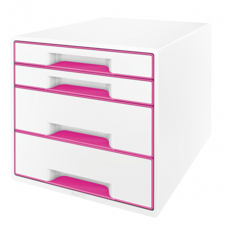 Cabinet cu 4 sertare Leitz WOW cu tavita organizare, alb-roz [0]