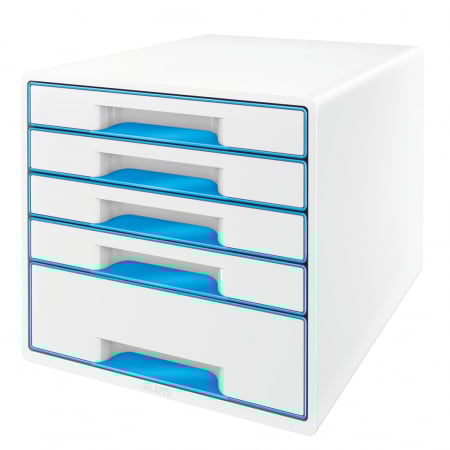 Cabinet cu 5 sertare Leitz WOW cu tavita organizare, alb-albastru [0]