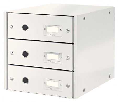 Arhivare si depozitare - Cabinet cu 3 sertare Leitz WOW Click&Store, alb