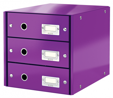 Arhivare si depozitare - Cabinet cu 3 sertare Leitz WOW Click&Store, mov