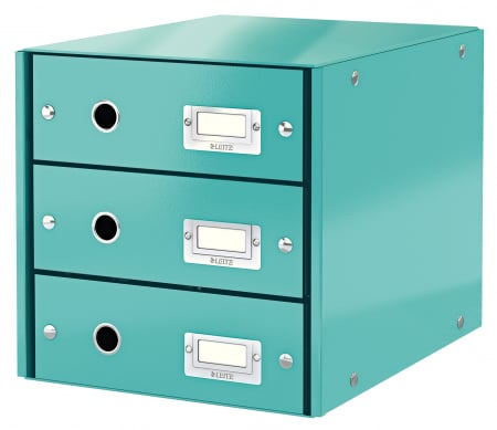 Arhivare si depozitare - Cabinet cu 3 sertare Leitz WOW Click&Store, turcoaz