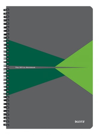 Caiet de birou Leitz Office, carton laminat, certificare FSC, reciclabil, A4, 90 coli, cu spira, matematica, verde [0]