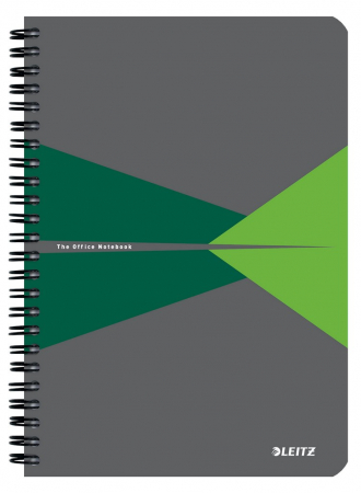 Caiet de birou Leitz Office, carton laminat, certificare FSC, reciclabil, A5, 90 coli, cu spira, dictando, verde [0]