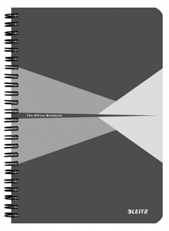 Caiet de birou Leitz Office, carton laminat, certificare FSC, reciclabil, A5, 90 coli, cu spira, matematica, gri [0]