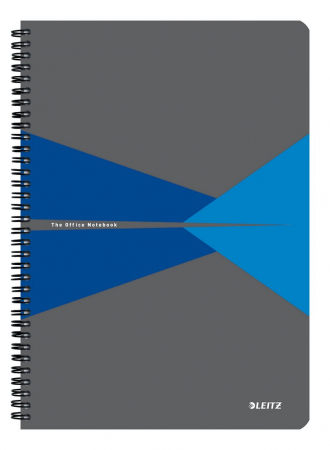 Caiet de birou Leitz Office, PP, certificare FSC, reciclabil, A4, 90 coli, cu spira, dictando, albastru [0]