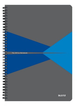 Caiet de birou Leitz Office, PP, certificare FSC, reciclabil, A4, 90 coli, cu spira, matematica, albastru [0]