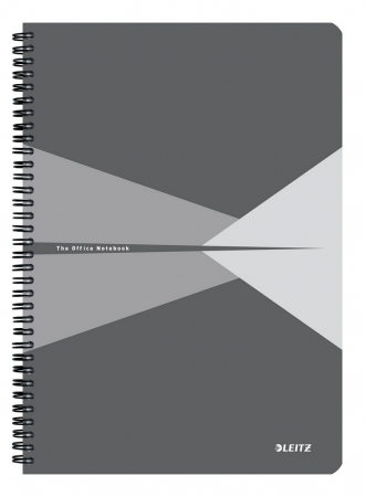 Caiet de birou Leitz Office, PP, certificare FSC, reciclabil, A4, 90 coli, cu spira, matematica, gri [0]
