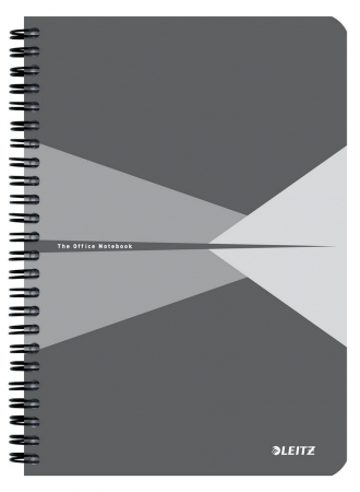 Caiet de birou Leitz Office, PP, certificare FSC, reciclabil, A5, 90 coli, cu spira, dictando, gri [0]