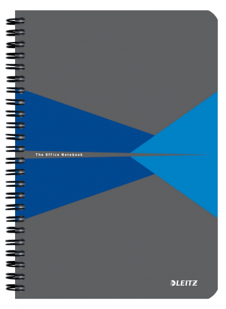 Caiet de birou Leitz Office, PP, certificare FSC, reciclabil, A5, 90 coli, cu spira, dictando, albastru [0]