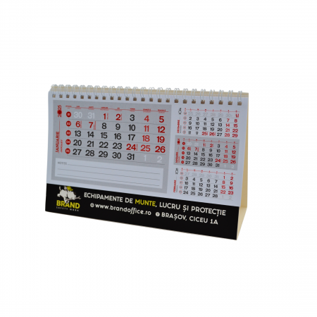 Promotii si reduceri - Calendar birou Triptic – albastru/rosu, personalizare corporate