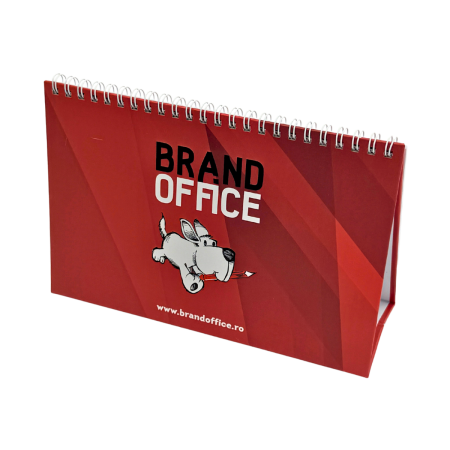Calendar birou Triptic rigid – rosu/albastru, personalizare corporate [1]