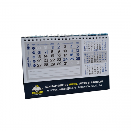 Calendar birou Triptic rigid – rosu/albastru, personalizare corporate [0]