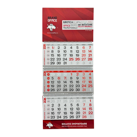 Calendar perete 4 luni rigid albastru/rosu – personalizare corporate [1]