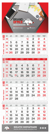 Calendar perete 4 luni rigid albastru/rosu – personalizare corporate [0]