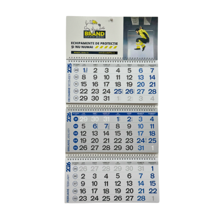Calendar perete Triptic pliat – rosu/albastru, personalizare corporate [3]